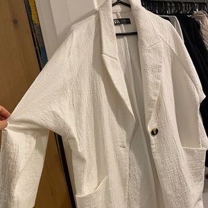 Long white linen coat Zara